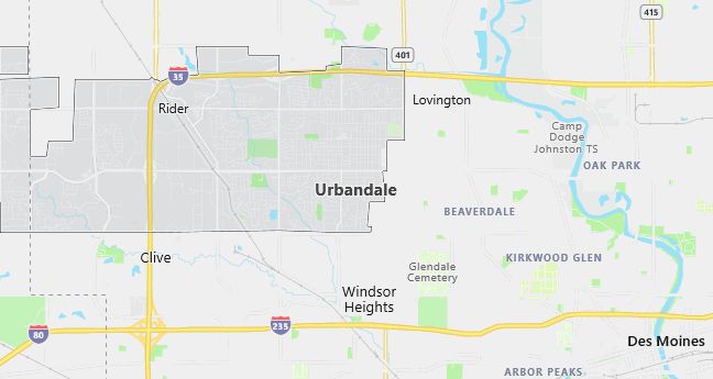 Map of Urbandale, IA