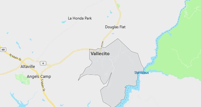 Map of Vallecito, CA