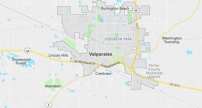 Map of Valparaiso, IN