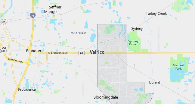 Map of Valrico, FL