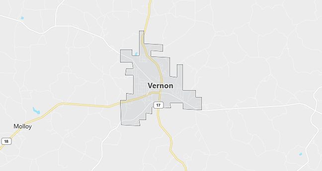 Map of Vernon, AL