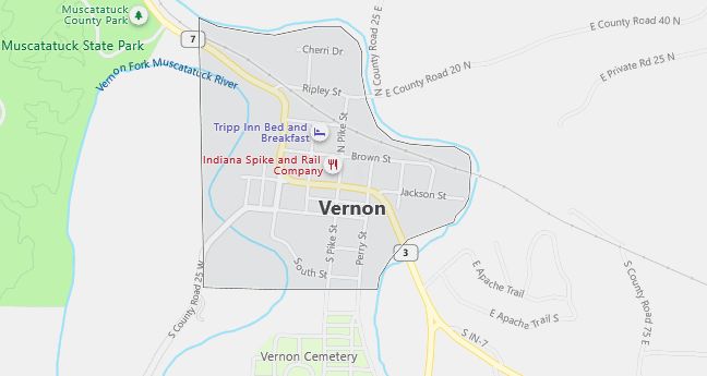 Map of Vernon, IN