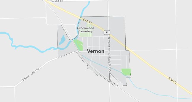 Map of Vernon, MI