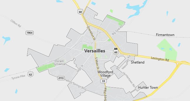 Map of Versailles, KY