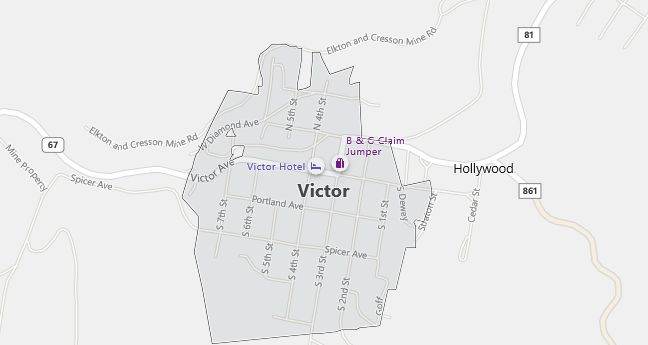 Map of Victor, CO