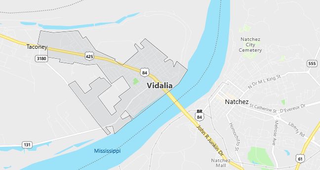 Map of Vidalia, LA