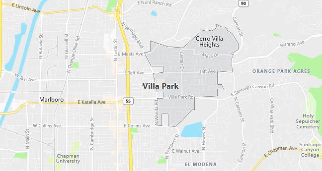 Map of Villa Park, CA