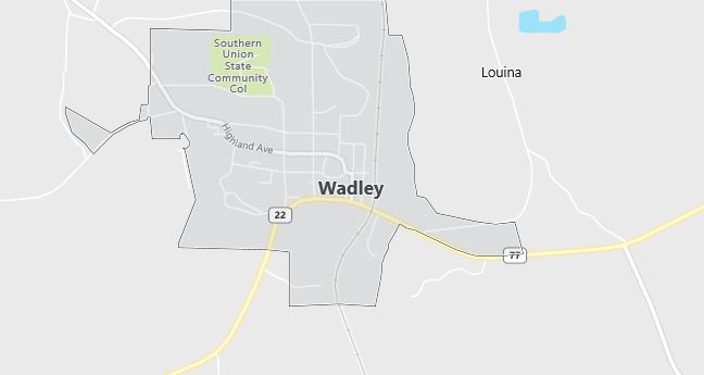 Map of Wadley, AL