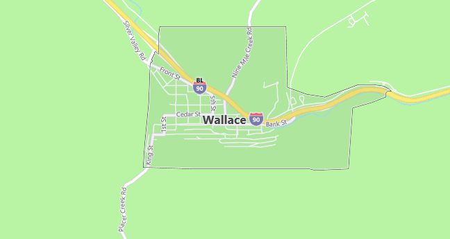 Map of Wallace, ID