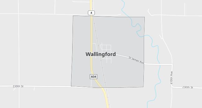 Map of Wallingford, IA