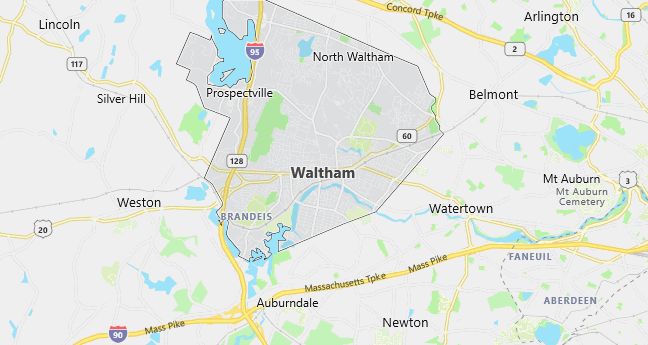 Map of Waltham, MA