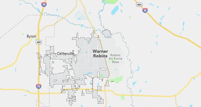 Map of Warner Robins, GA