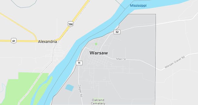 Map of Warsaw, IL