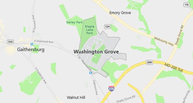 Map of Washington Grove, MD