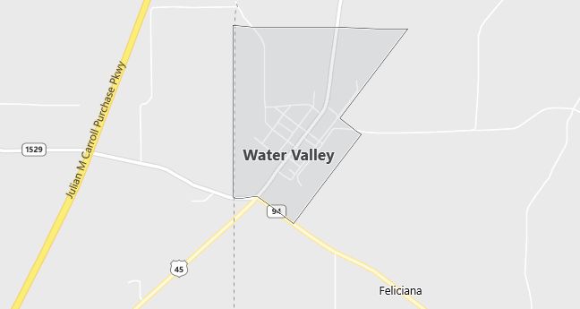 Map of Water Valley, KY