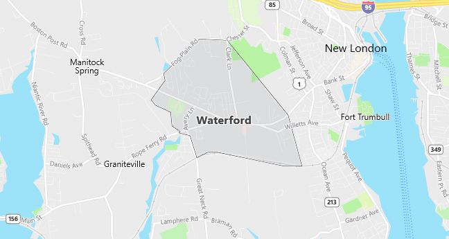 Map of Waterford, CT