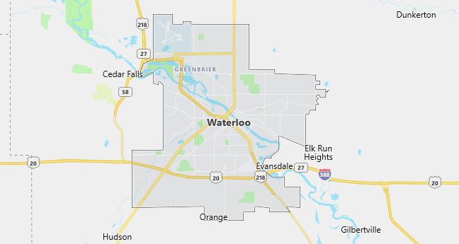 Map of Waterloo, IA