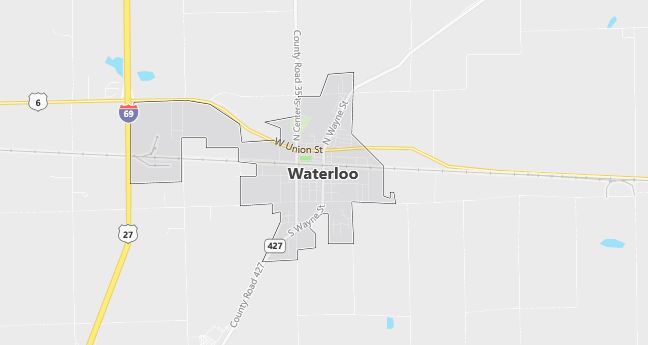 Map of Waterloo, IN