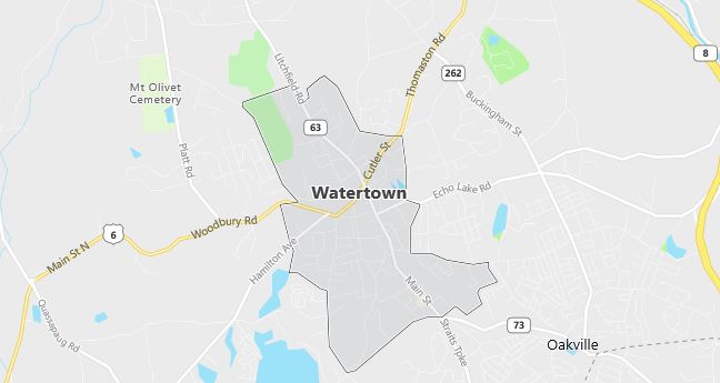 Map of Watertown, CT