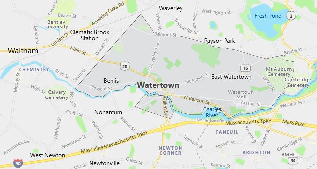 Map of Watertown, MA