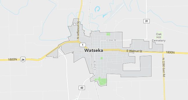 Map of Watseka, IL