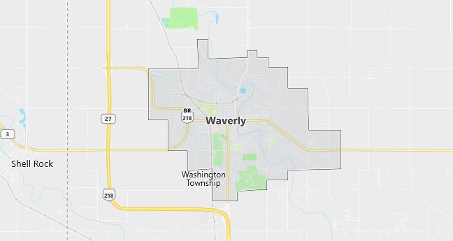 Map of Waverly, IA