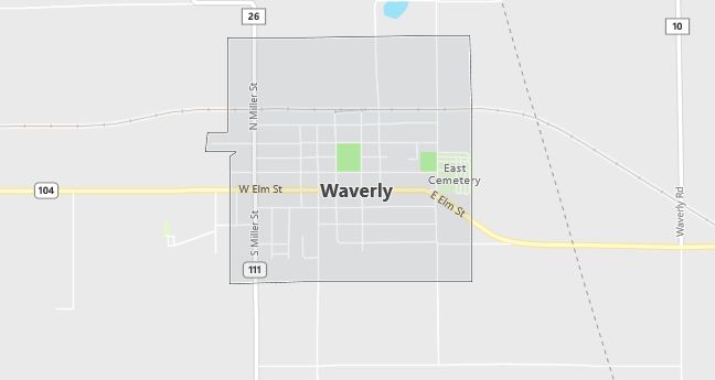 Map of Waverly, IL