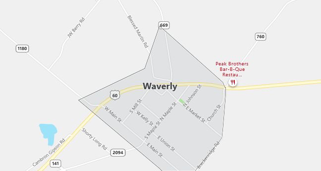 Map of Waverly, KY