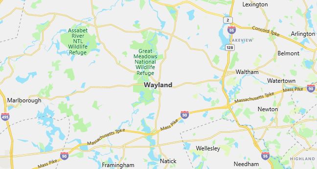 Map of Wayland, MA