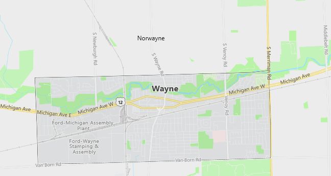 Map of Wayne, MI