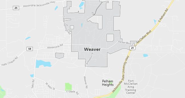 Map of Weaver, AL