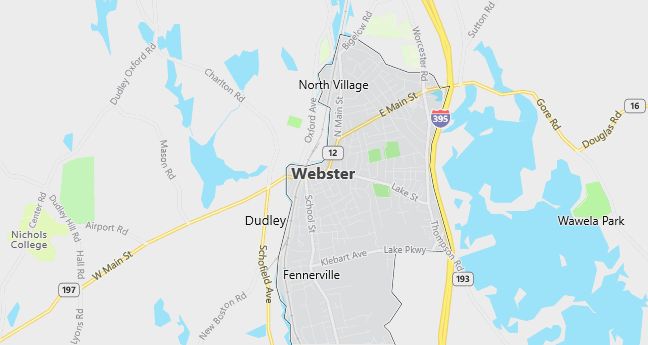 Map of Webster, MA