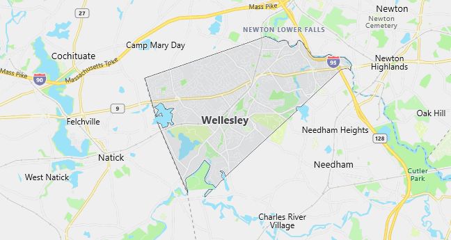 Map of Wellesley, MA