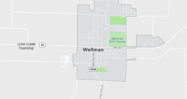 Map of Wellman, IA