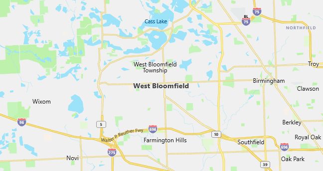 Map of West Bloomfield, MI