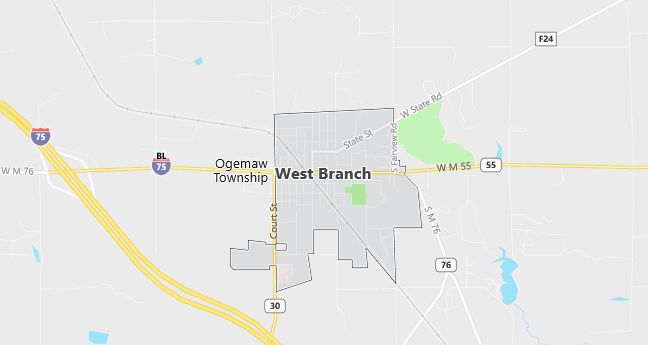 Map of West Branch, MI