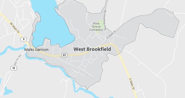 Map of West Brookfield, MA