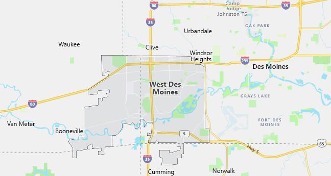 Map of West Des Moines, IA