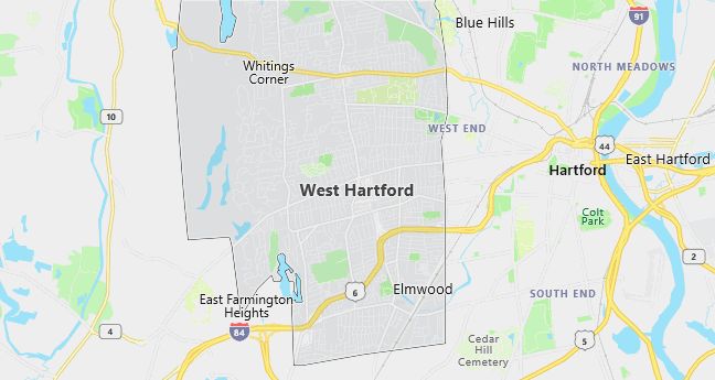 Map of West Hartford, CT