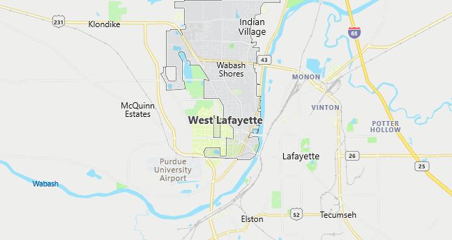 Map of West Lafayette, IN