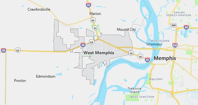 Map of West Memphis, AR