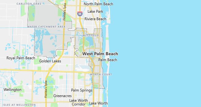 Map of West Palm Beach, FL