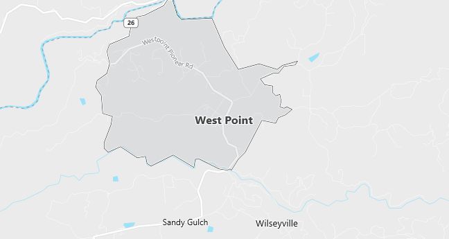 Map of West Point, CA