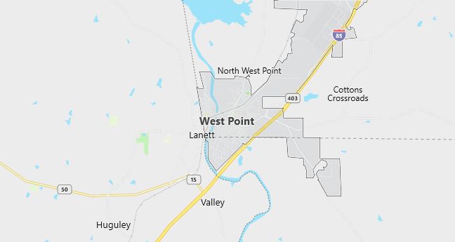 Map of West Point, GA