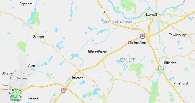 Map of Westford, MA