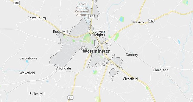 Map of Westminster, MD