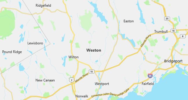 Map of Weston, CT