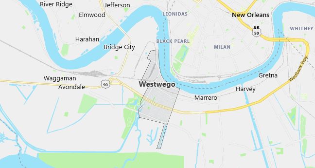 Map of Westwego, LA