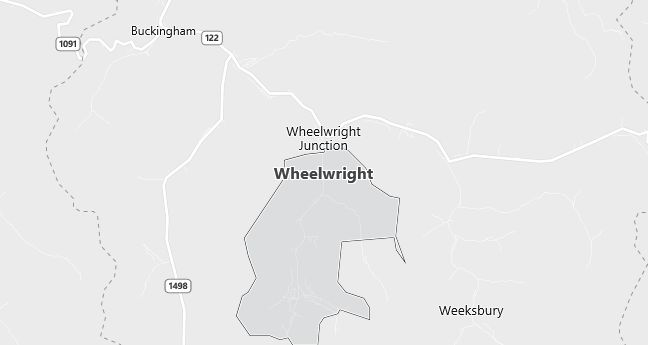 Map of Wheelwright, KY