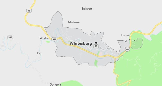 Map of Whitesburg, KY